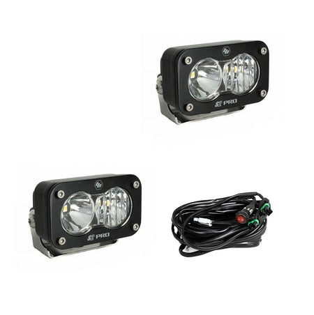 S2 Pro Black LED Auxiliary Light Pod Pair - Clear