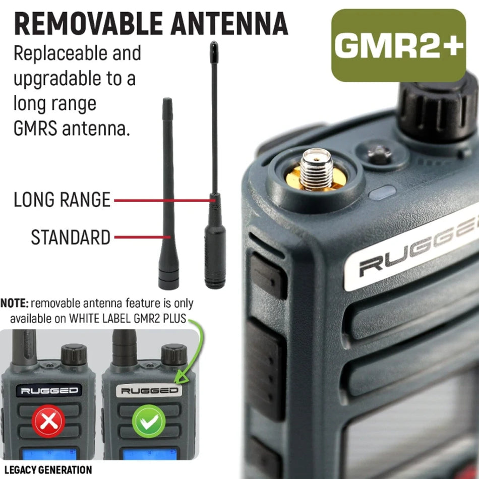 Rugged Radios GMR2 PLUS - GMRS and FRS Two Way Handheld Radio